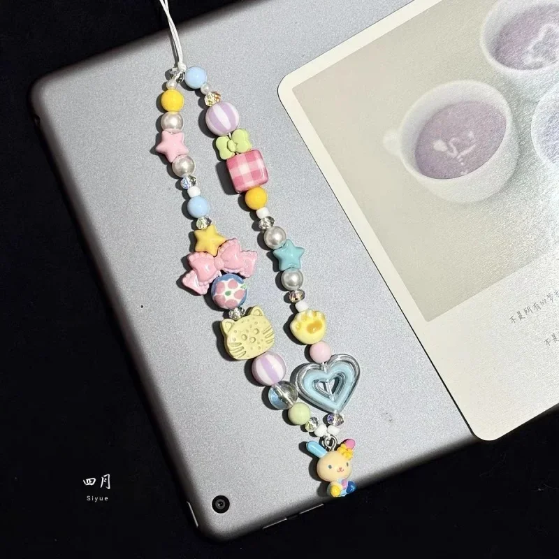 Phone Accessories Beads - تعليقة هاتف كرتونية ملونة بخرز على