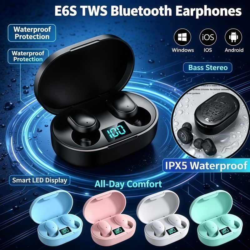Bluetooth Earphone Tws - سماعات أذن لاسلكية E6S TWS بتقنية
