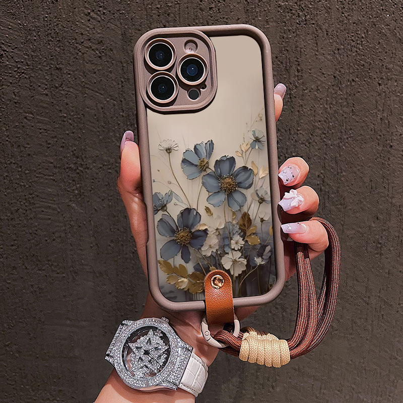 جراب هاتف بتصميم زهرة زرقاء مع - مراجعة Lanyard Phone Strap وسعره
